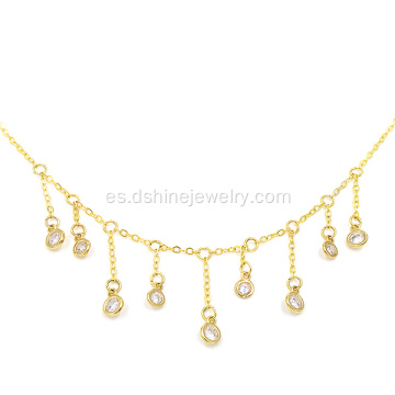 Terciopelo negro gargantilla de diamantes de imitación cadena de oro para las mujeres